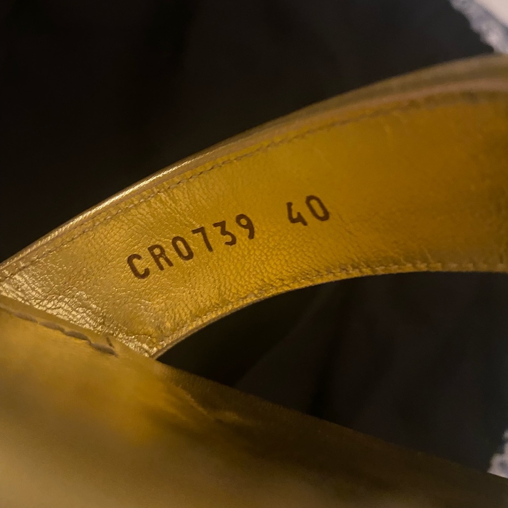 Dolce & Gabbana Gold Metallic Ankle-Strap Sandals with Decorative Logo Heel - Picture 11 of 11